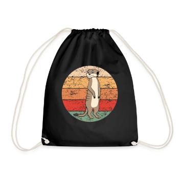 Meerkat Lover Retro Gift Funny Animals - Drawstring Bag - black - Front