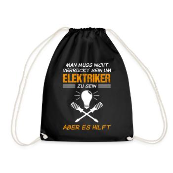 Elektriker Elektroniker Lustiger Spruch Geschenk - Turnbeutel - Schwarz - Vorne