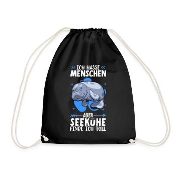 Seekühe finde ich toll Seekuh Meeressäuger - Turnbeutel - Schwarz - Vorne