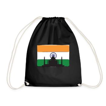 India Flag Taj Mahal Palace Mausoleum South Asia - Drawstring Bag - black - Front