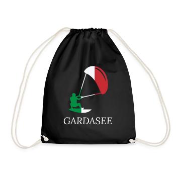 Gardasee Italien Urlaub Design für Kitesurfer - Turnbeutel - Schwarz - Vorne