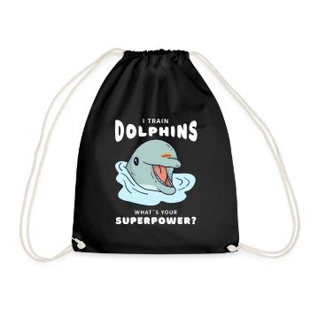 Delfin Superpower Delfintrainer - Turnbeutel - Schwarz - Vorne