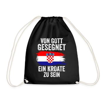 Kroatien Kroate Kroatisches - Turnbeutel - Schwarz - Vorne