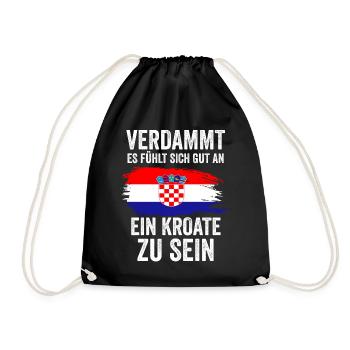 Kroatien Kroate Kroatisches - Turnbeutel - Schwarz - Vorne