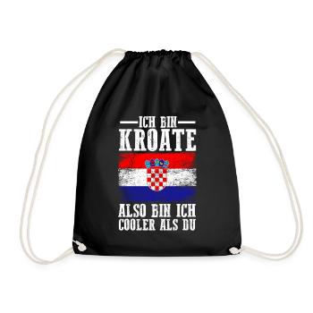 Kroatien Kroate Kroatisches - Turnbeutel - Schwarz - Vorne