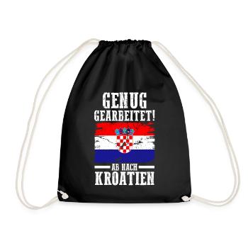 Urlaub Kroate Kroatien - Turnbeutel - Schwarz - Vorne