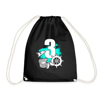 Pirate 3 years old - Drawstring Bag - black - Front