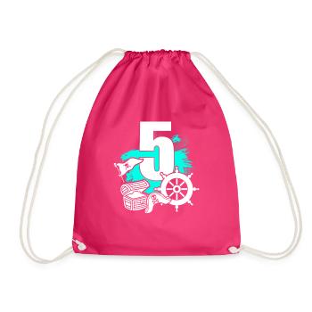Pirate 5 years old - Drawstring Bag - fuchsia - Front