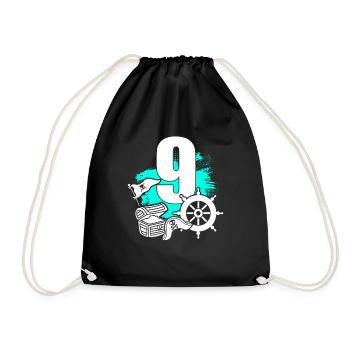 Pirate 9 years old - Drawstring Bag - black - Front