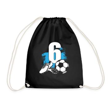Fußball 6 Jahre alter Fußballer 6.Geburtstag - Turnbeutel - Schwarz - Vorne