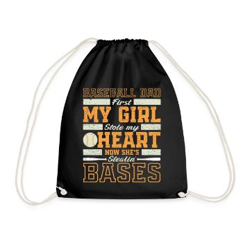 Baseballspielerin Papa Geschenk Baseball - Turnbeutel - Schwarz - Vorne