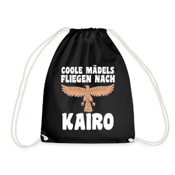 Coole Mädels fliegen nach Kairo - Turnbeutel - Schwarz - Vorne