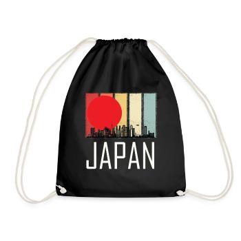 Japan Skyline Tokio Tempel Sunrise - Turnbeutel - Schwarz - Vorne