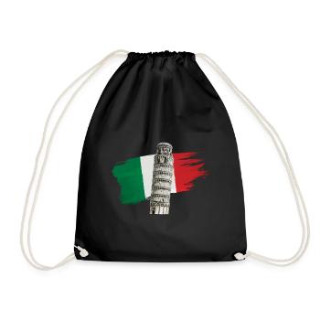 Italien schiefer Turm von Pisa - Turnbeutel - Schwarz - Vorne