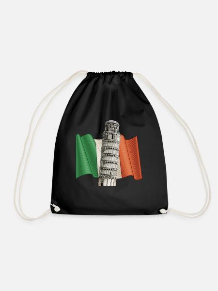 Schiefer Turm von Pisa Italien Flagge Toskana - Turnbeutel - Schwarz