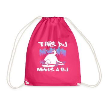 DJ Gift Music Disc Jockey Disco Techno Rave - Drawstring Bag - fuchsia - Front