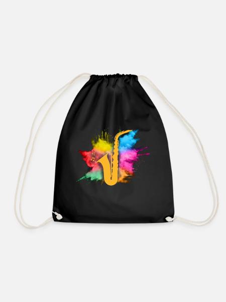 Jazz Gift Saxophone Music Instrument Wind Music - Drawstring Bag - black
