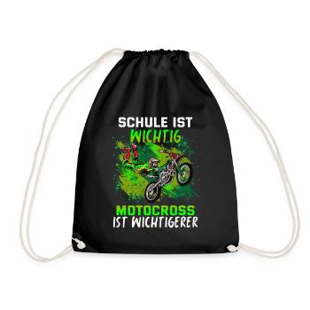 Motocross Geschenk Für Enduro Supermoto Dirt Bike - Turnbeutel - Schwarz - Vorne