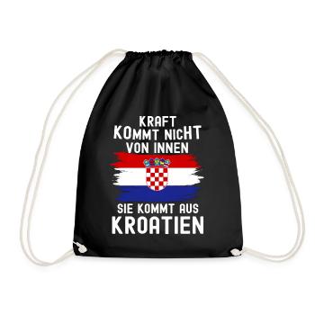 Kroatien Tshirt - Turnbeutel - Schwarz - Vorne