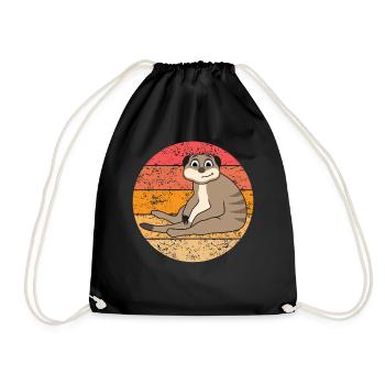 Meerkat Lover Retro Gift Funny Animals - Drawstring Bag - black - Front