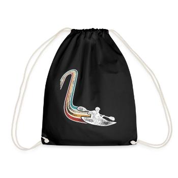 Kajak Kajakfahrer Kajaker Retro Vintage - Turnbeutel - Schwarz - Vorne