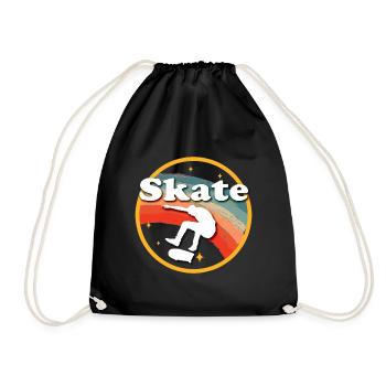 Skater Skateboard Gift Halfpipe Sk8 Ollie - Drawstring Bag - black - Front