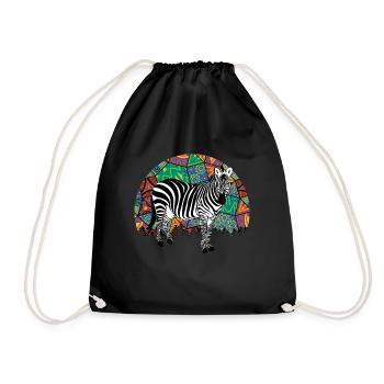 Zebra Africa Horse Hipster Gift Animal Stripe - Drawstring Bag - black - Front