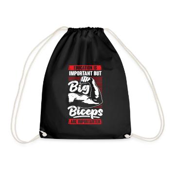 Fun Gym Biceps Fitness Bodybuilding Gift - Drawstring Bag - black - Front