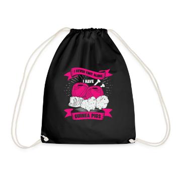 Knitting Hobby Guinea Pig Knitter Gift - Drawstring Bag - black - Front