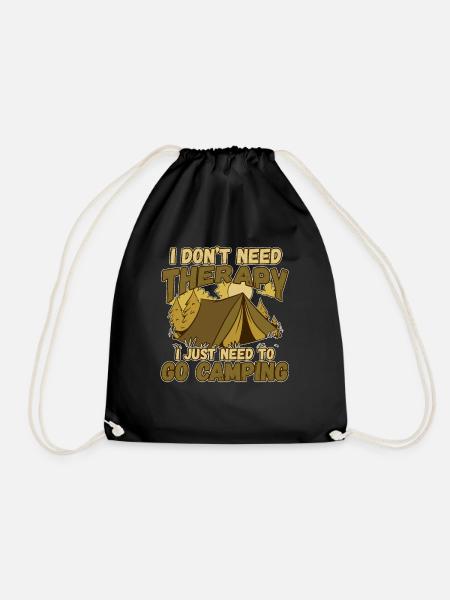 I don't need therapy I have to go camping - Drawstring Bag - black