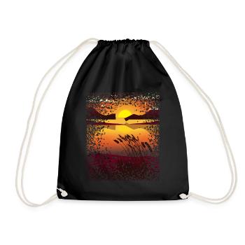 Sonnenuntergang Wasser Mosaik - Turnbeutel - Schwarz - Vorne