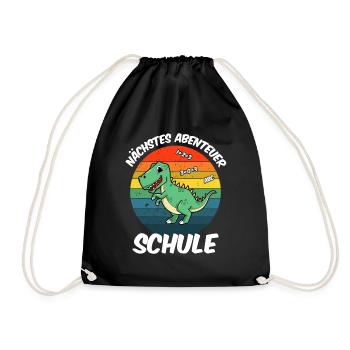 Einschulung 2026 mit Dino Motiv - Turnbeutel - Schwarz - Vorne