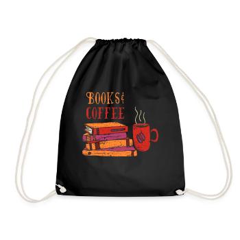 Buchliebhaber Bücher Kaffee Kaffeeliebhaber Buch - Turnbeutel - Schwarz - Vorne