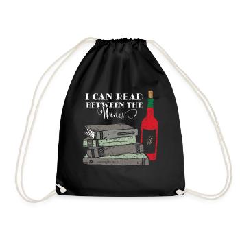Bücher Lesen Wein Weinliebhaber Bücherwurm Buch - Turnbeutel - Schwarz - Vorne