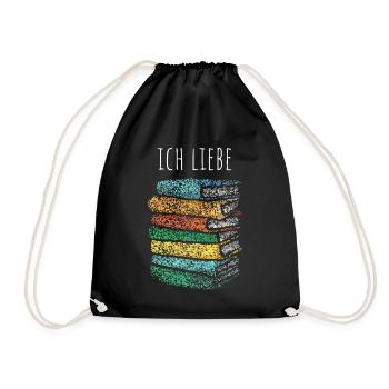 Ich liebe Bücher Buchclub Lesen Buch Buchliebhaber - Turnbeutel - Schwarz - Vorne