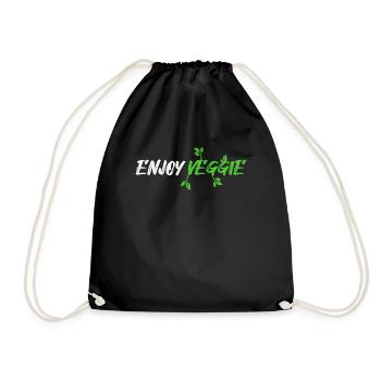enjoy veggie - Drawstring Bag - black - Front