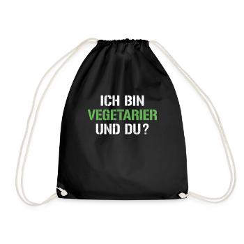 Vegetarier Spruch - Turnbeutel - Schwarz - Vorne