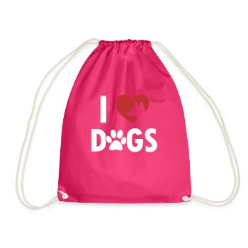 I love Dogs Quadrupède Wauwau Mâle Propriétaire - Sac de sport léger - fuchsia - Devant