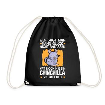 Chinchilla streicheln Wollmaus Nagetier - Turnbeutel - Schwarz - Vorne
