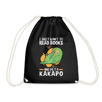 Kakapo pet and read flightless parrot - Drawstring Bag - black - Front