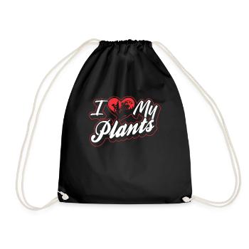I love my plants plant garden gardener - Drawstring Bag - black - Front