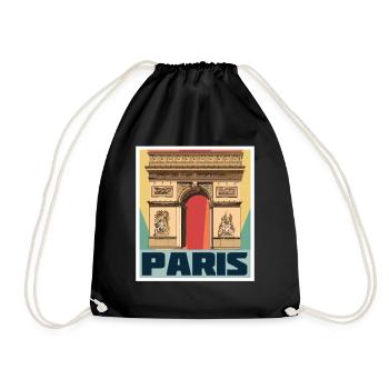 Paris French Retro Triumphal Arch France - Drawstring Bag - black - Front