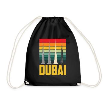 Dubai Wolkenkratzer Burj Khalifa Retro VAE - Turnbeutel - Schwarz - Vorne