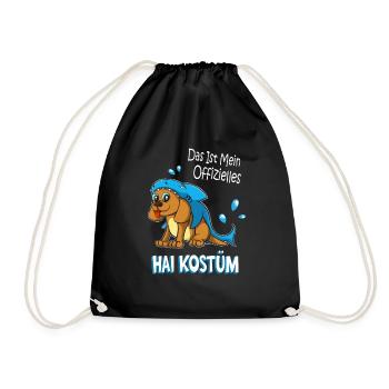 Niedlicher Hund Im Haifisch Kostüm Lustiges Kinder - Turnbeutel - Schwarz - Vorne