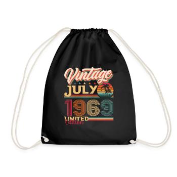 Vintage July 1969 53rd birthday Men 53 years - Drawstring Bag - black - Front