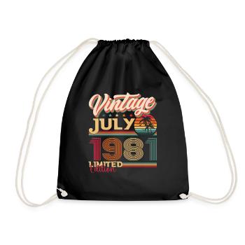 Vintage July 1981 41st birthday Men 41 years - Drawstring Bag - black - Front