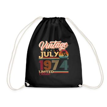 Vintage July 1974 48th birthday Men 48 years - Drawstring Bag - black - Front