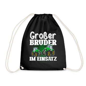 Großer Bruder Im Einsatz Traktor Landwirt - Turnbeutel - Schwarz - Vorne