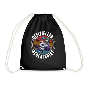 Offizielles Schlafshirt Lustiges Faultier - Turnbeutel - Schwarz - Vorne