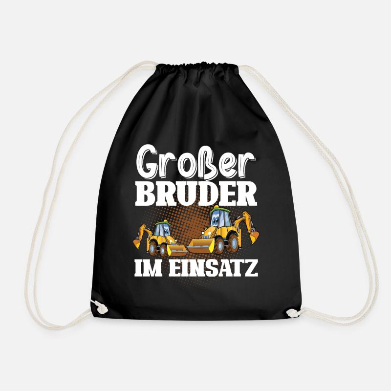 Großer Bruder Im Einsatz Bagger - Turnbeutel - Schwarz